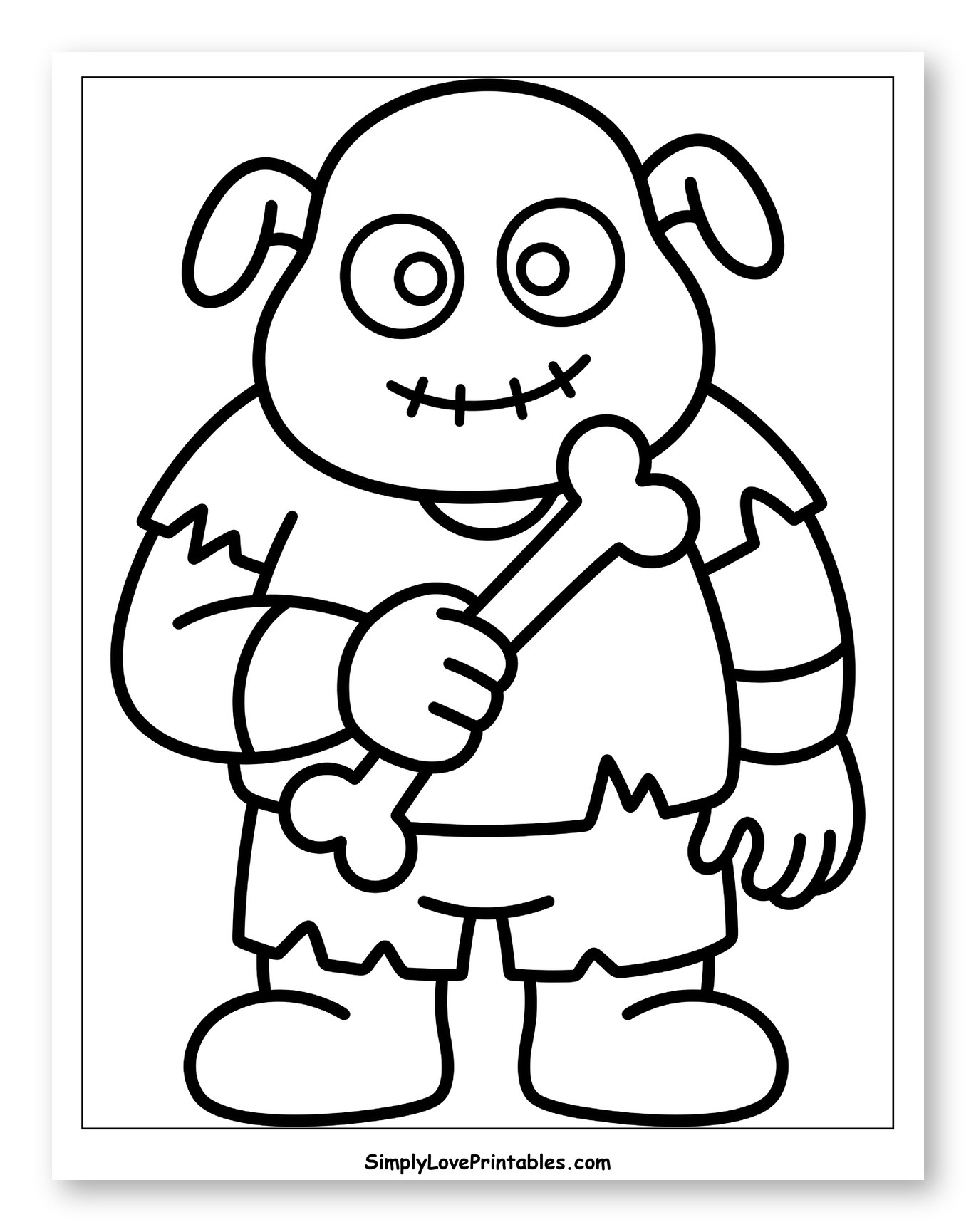 Friendly Cartoon Zombie Holding a Bone