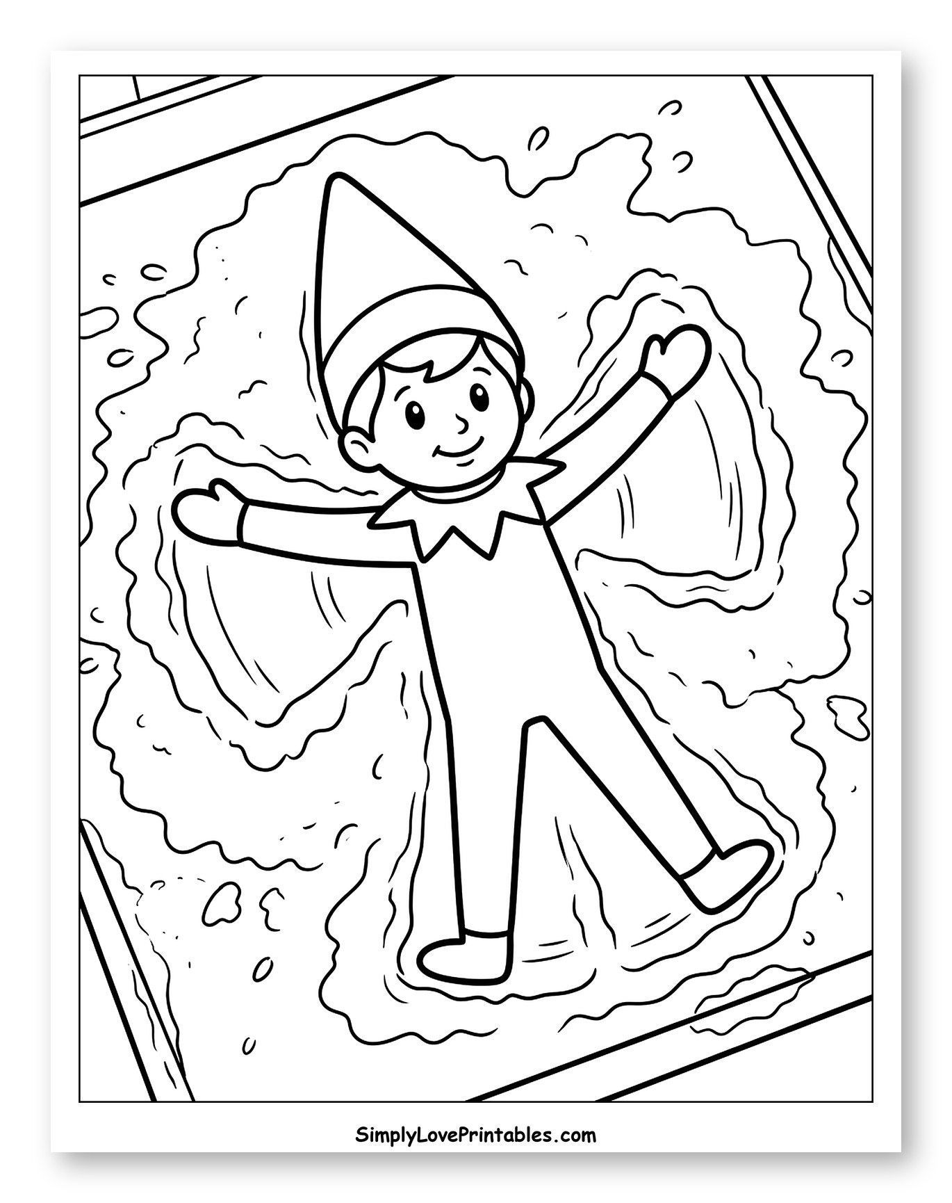 Friendly Christmas Elf Making a Snow Angel