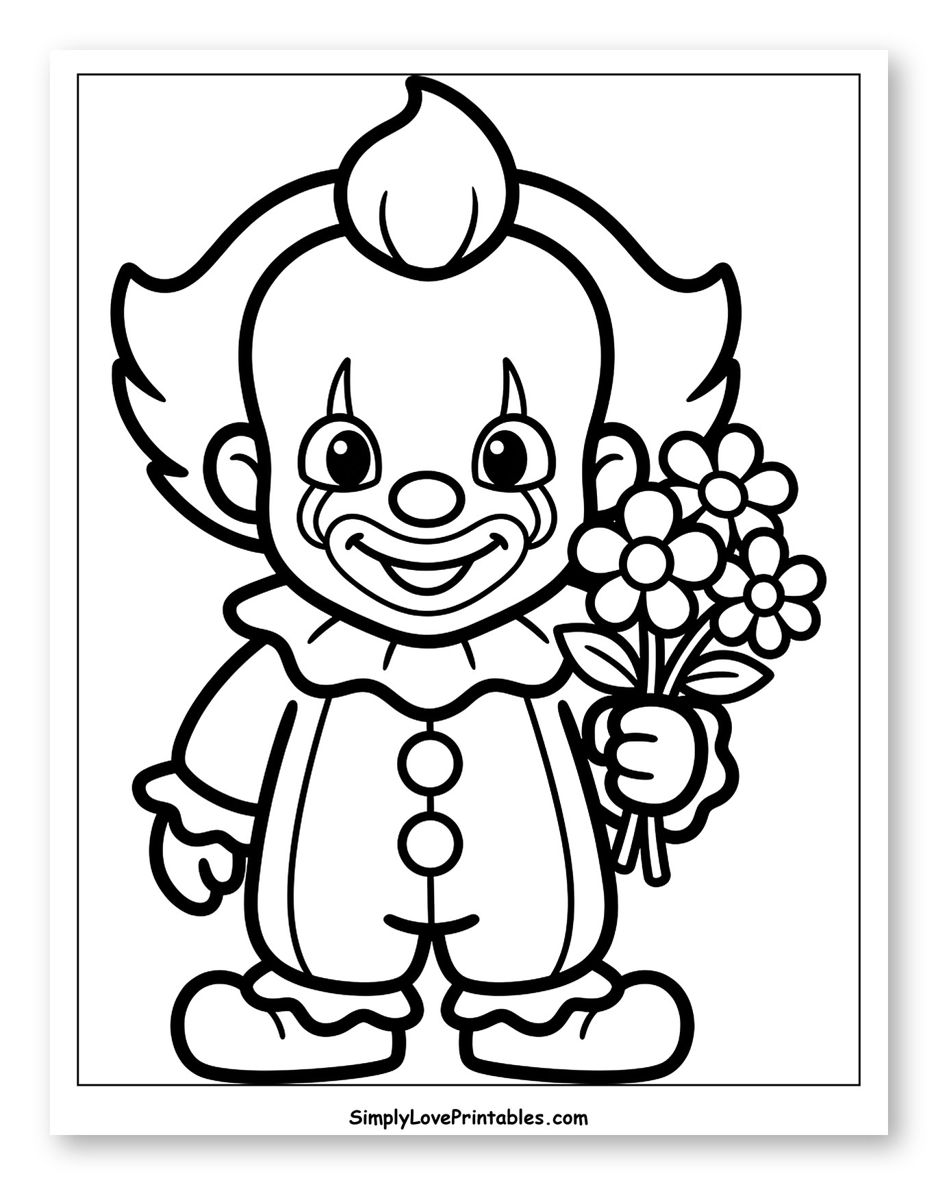 Friendly Clown with a Flower Bouquet