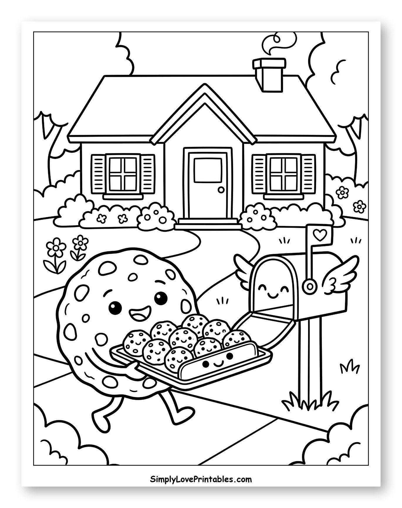 Friendly Cookie Delivering Cookies to Mailbox
