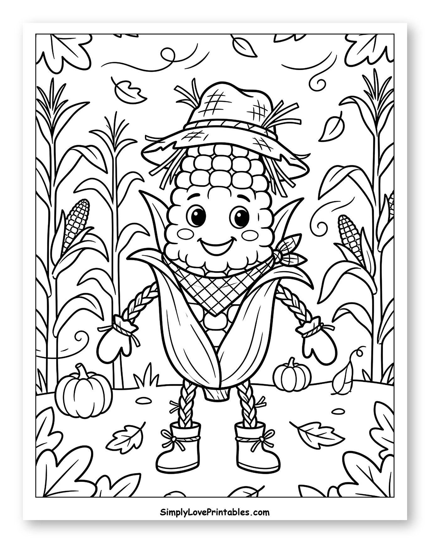 Friendly Corn Scarecrow in Autumn Field