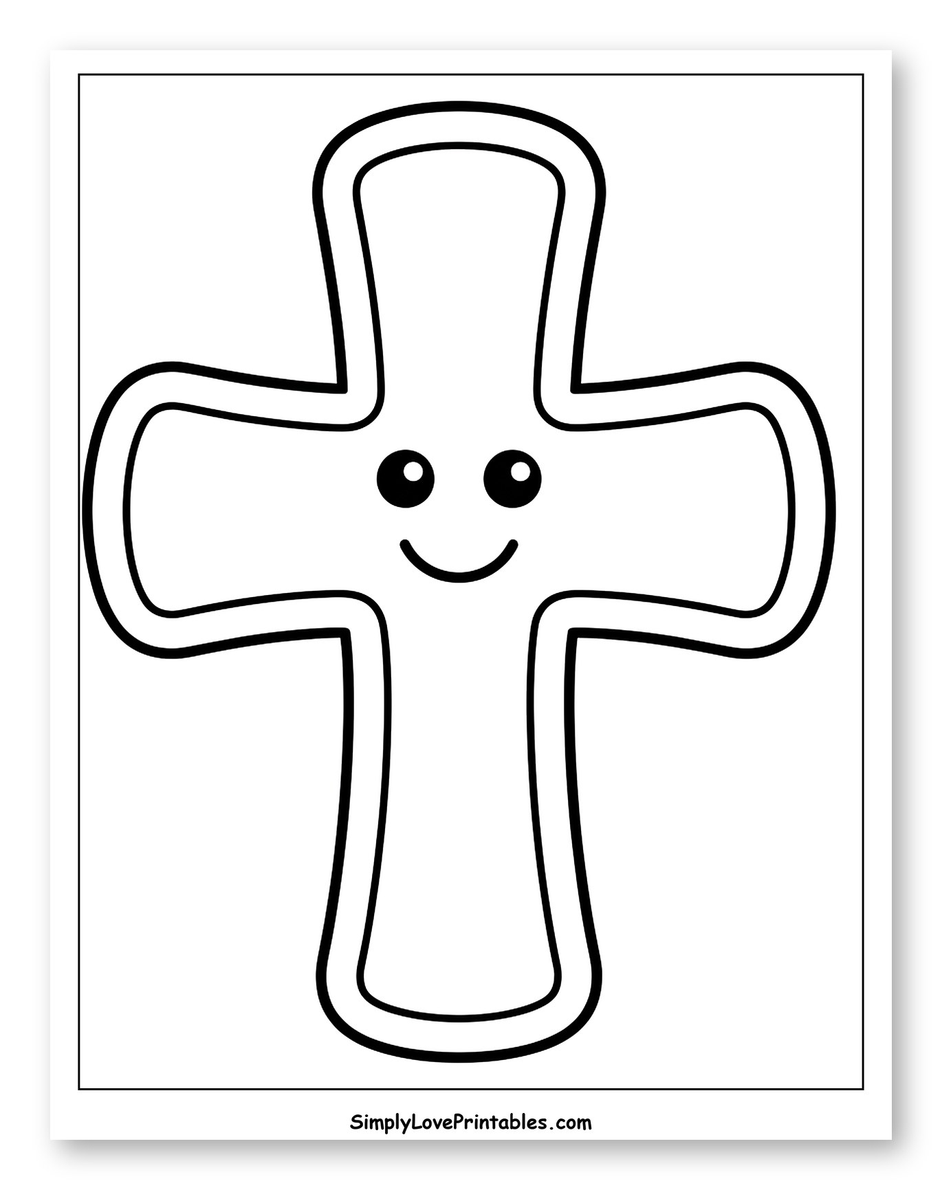 Friendly Cross with a Face to Color for Toddlers