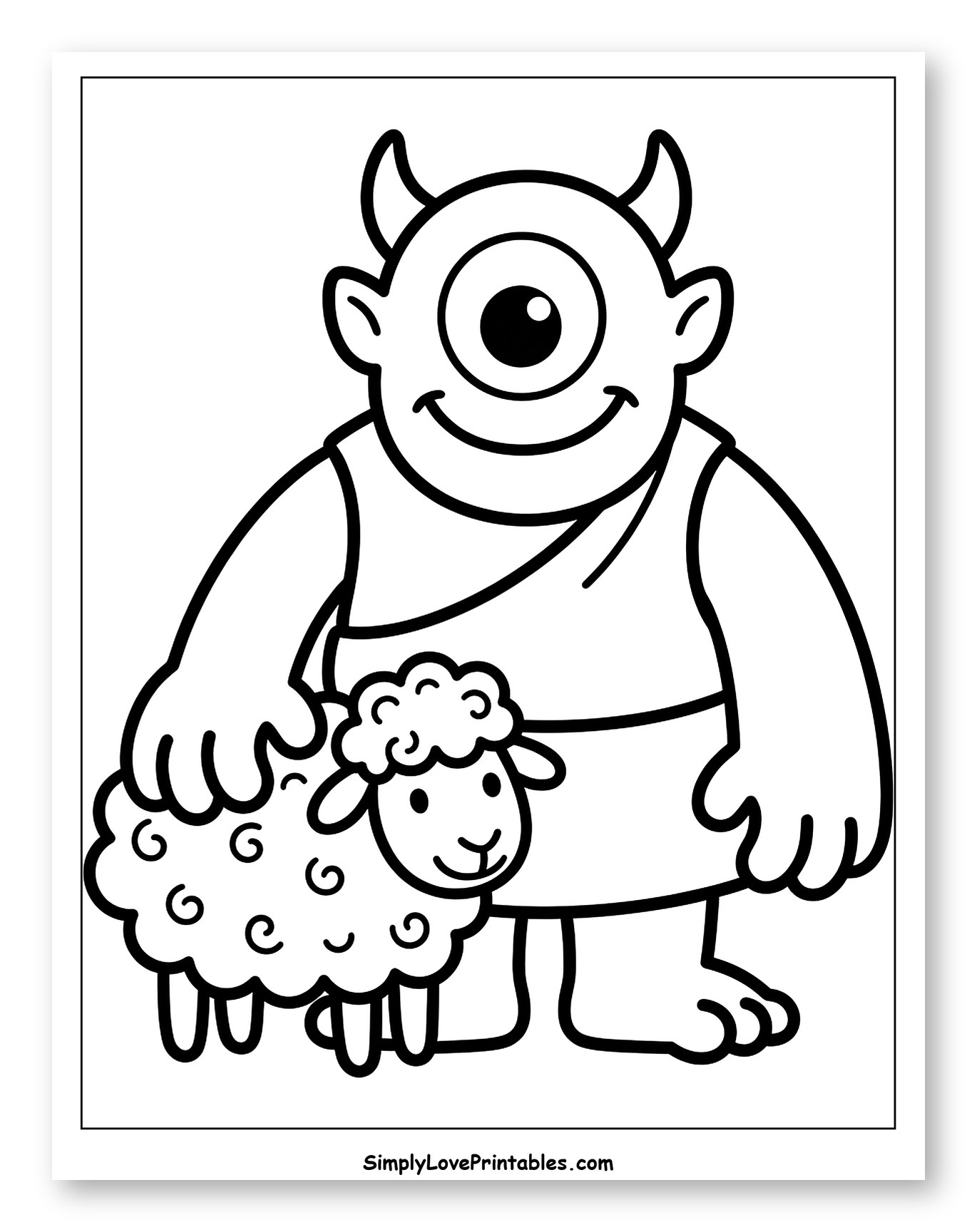 Friendly Cyclops Holding a Sheep