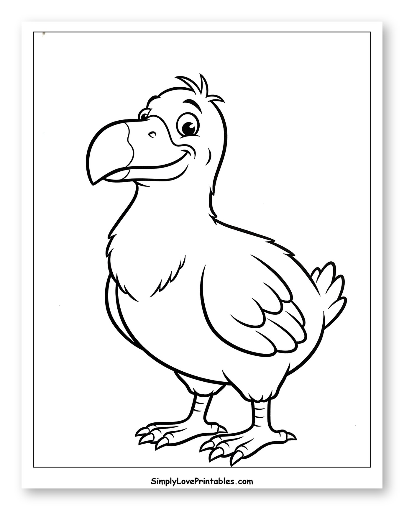 Friendly Dodo Bird Standing Coloring Page for Toddlers