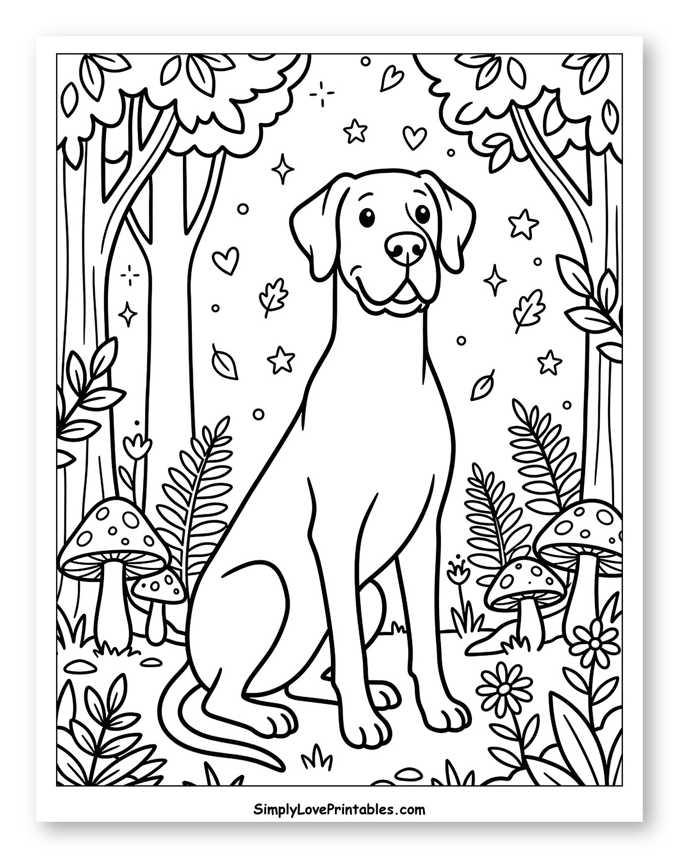 Friendly Dog in Whimsical Forest