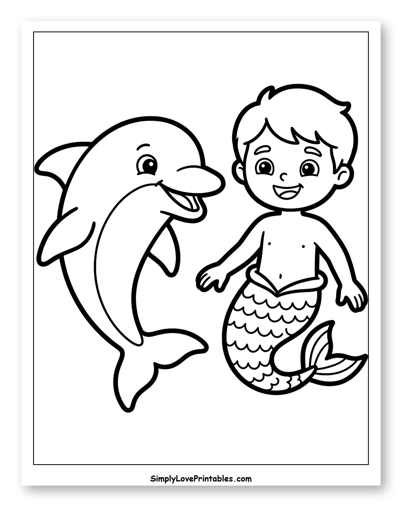 Friendly Dolphin and Merman Together