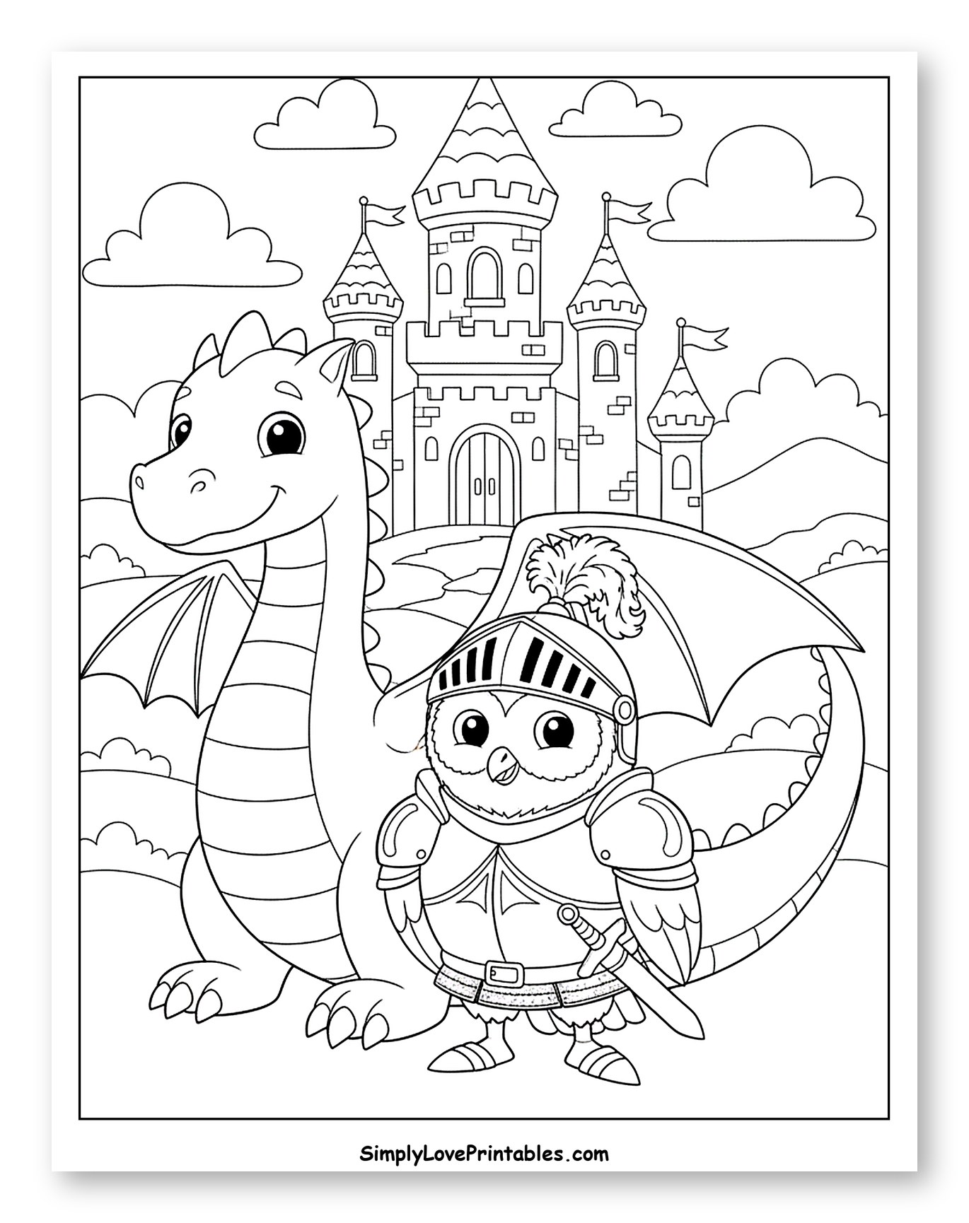 Friendly Dragon and Owl Knight at Castle