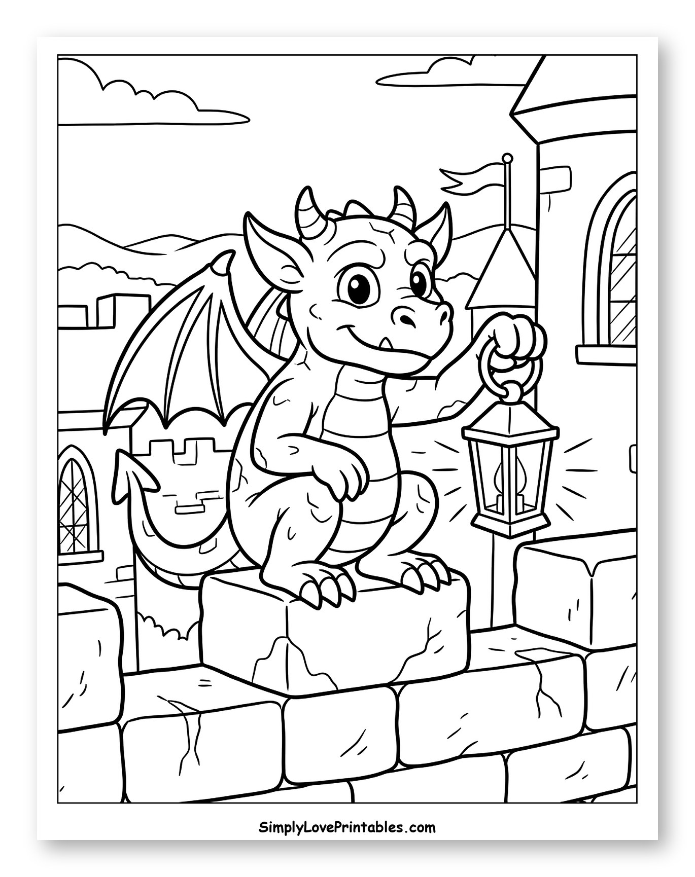 Friendly Dragon Gargoyle with Lantern