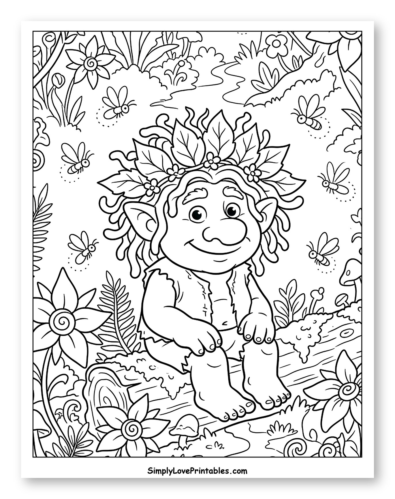 Friendly Forest Troll Sitting on a Log