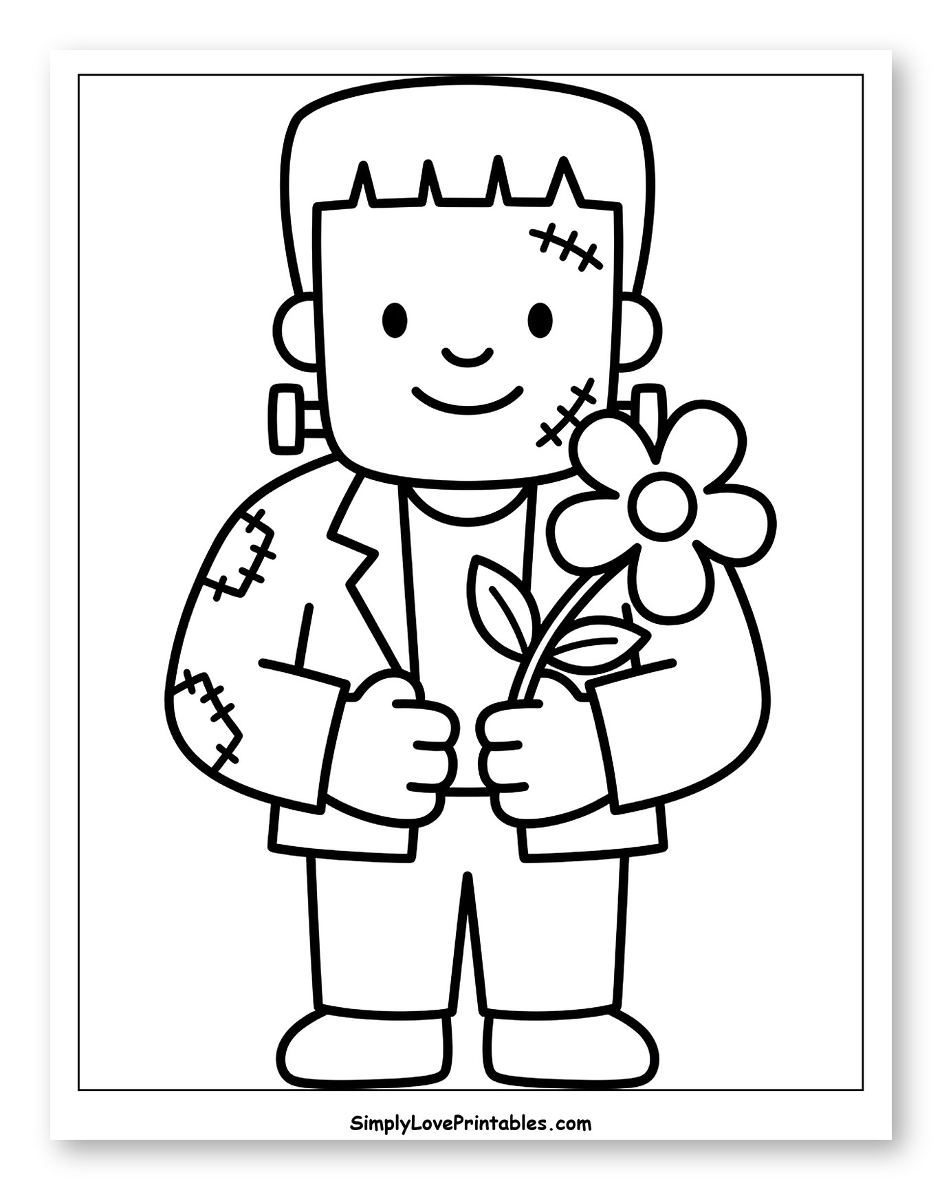 Friendly Frankenstein Monster Holding a Flower