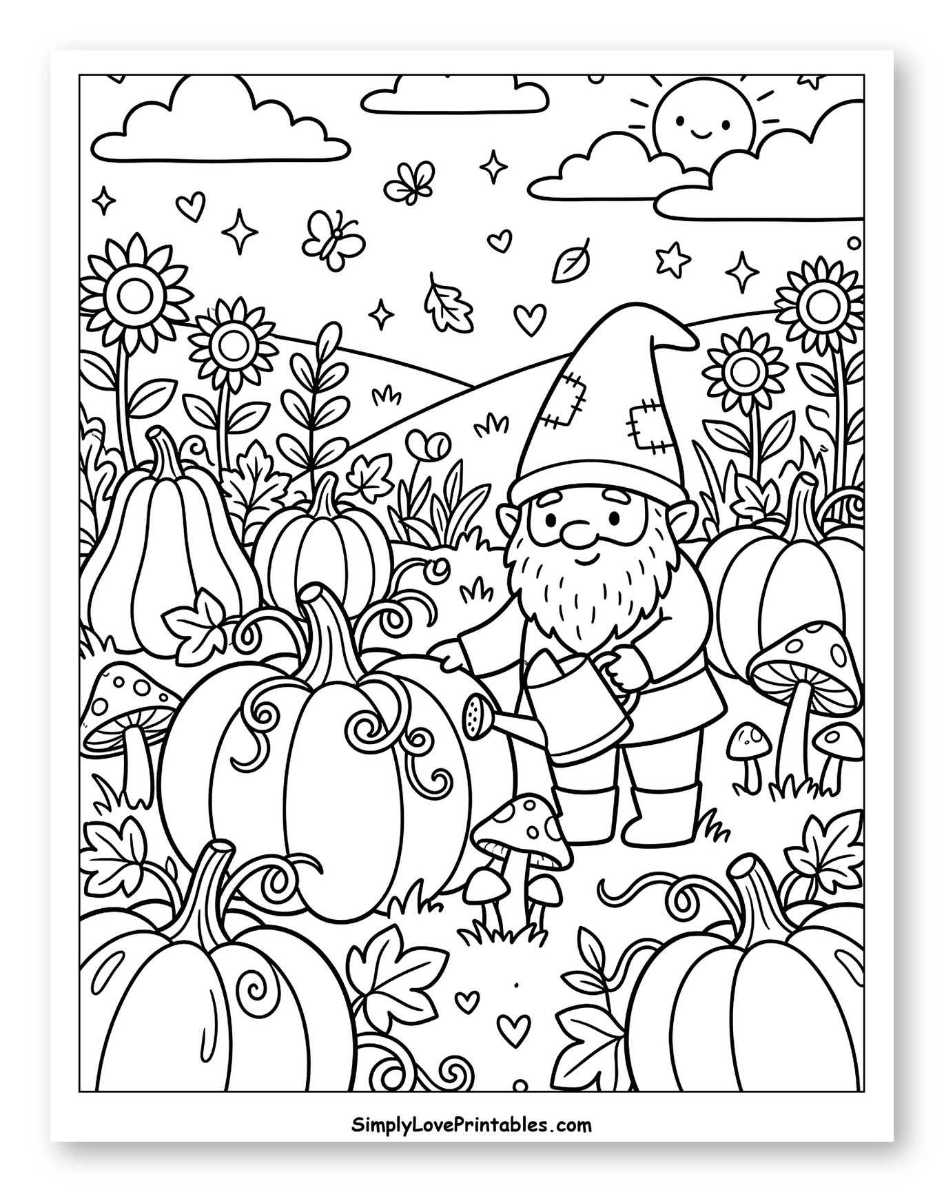 Friendly Garden Gnome in a Pumpkin Patch