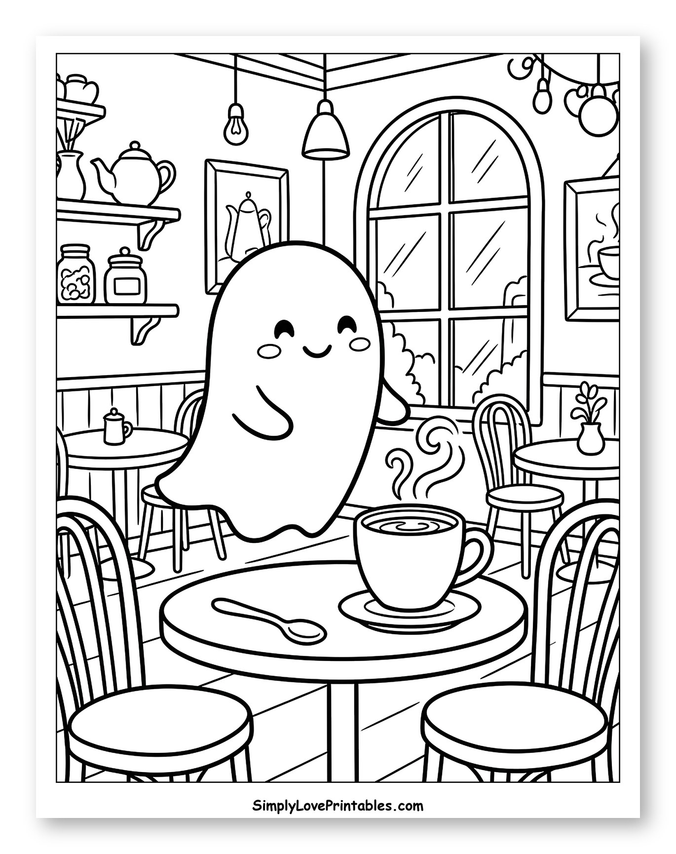 Friendly Ghost at a Cozy Cafe