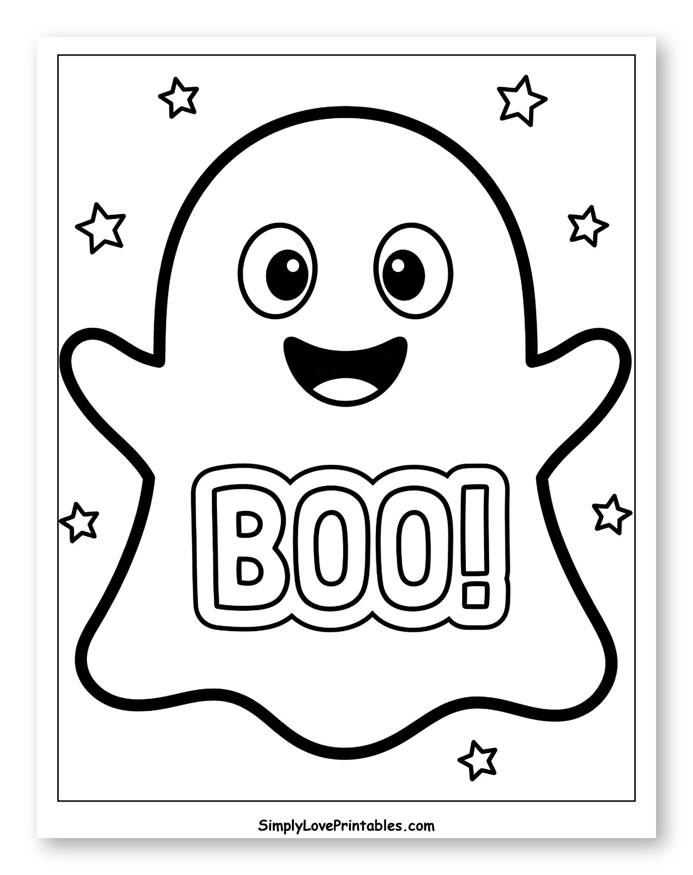 Friendly Ghost Saying BOO with Stars
