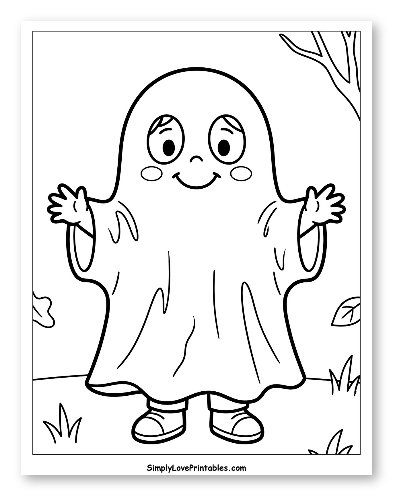 Friendly Ghost Standing on Grassy Ground
