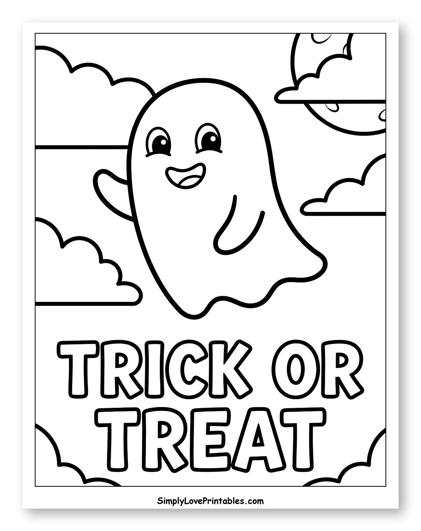 Friendly Ghost with Trick or Treat Message