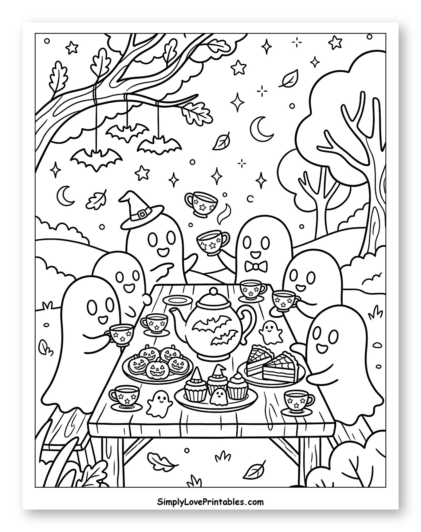 Friendly Ghosts Having a Halloween Tea Party