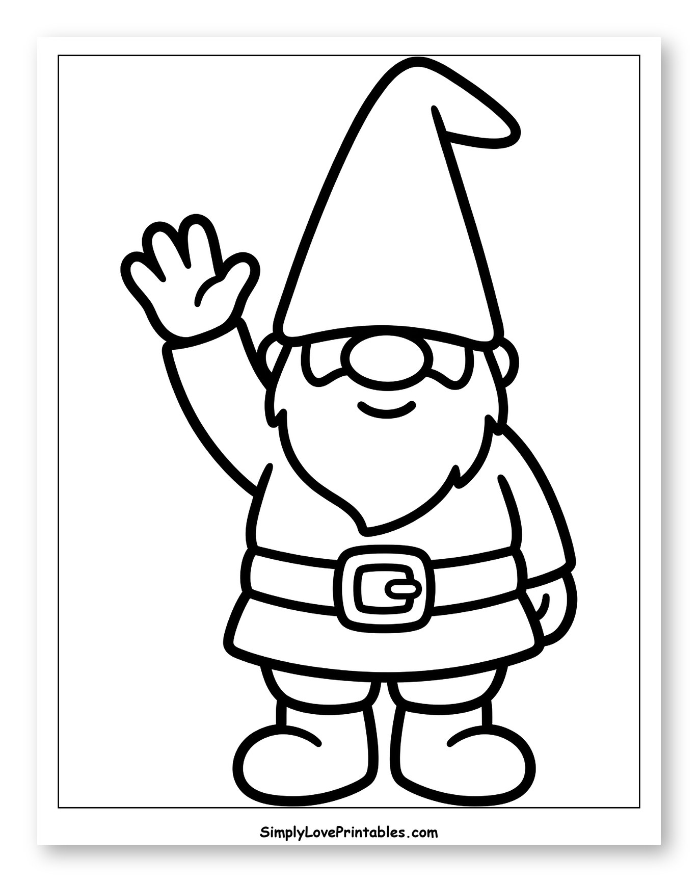 Friendly Gnome Waving Hello to Color for Toddlers