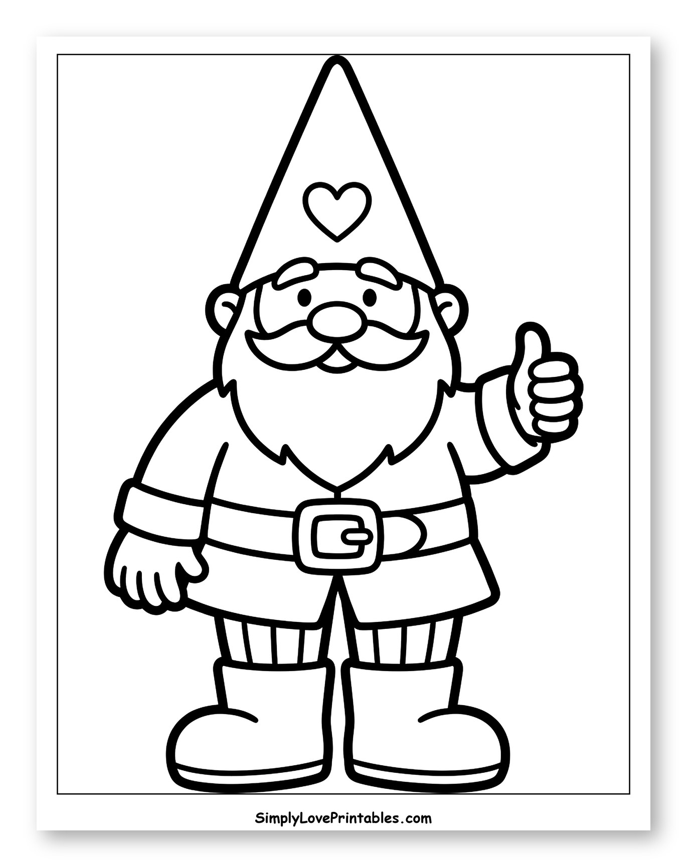 Friendly Gnome with Thumbs Up Coloring Page for Toddlers