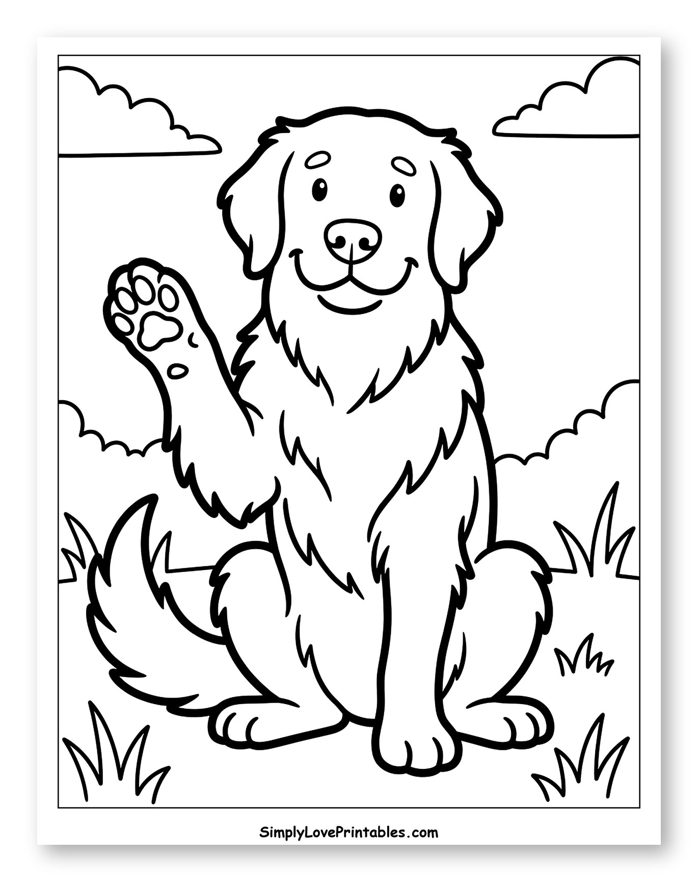 Friendly Golden Retriever Waving Hello