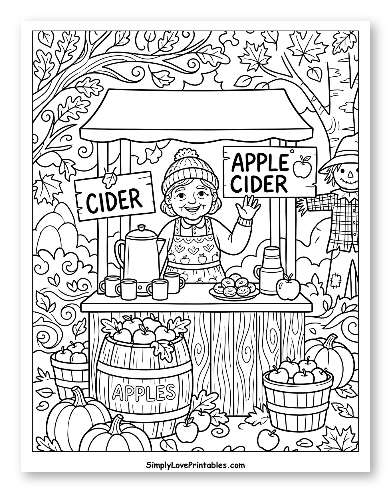 Friendly Grandmother at Her Autumn Apple Cider Stand
