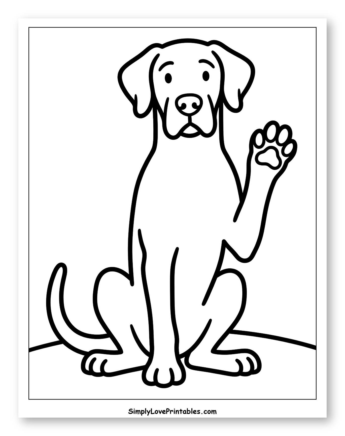 Friendly Great Dane Dog Waving Paw to Color for Toddlers