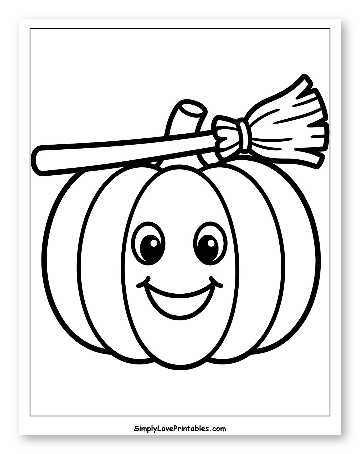 Friendly Halloween Pumpkin and Broom