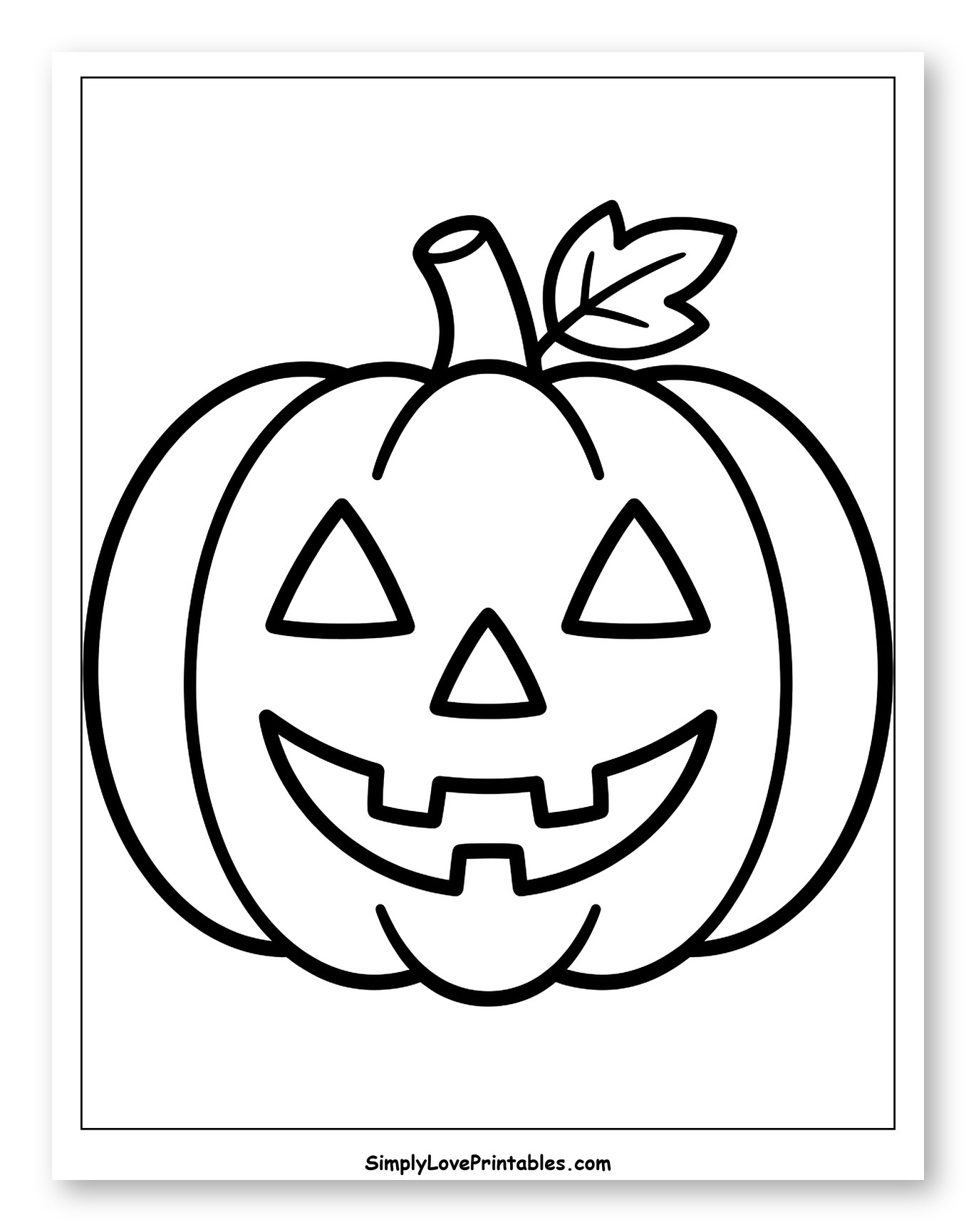 Friendly Jack-o'-Lantern with Leaf and Stem