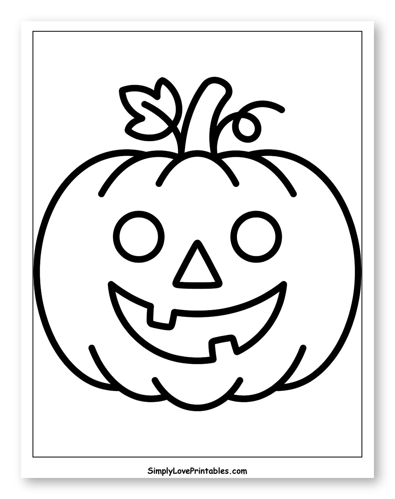 Friendly Jack-O'-Lantern with Leaf and Vine