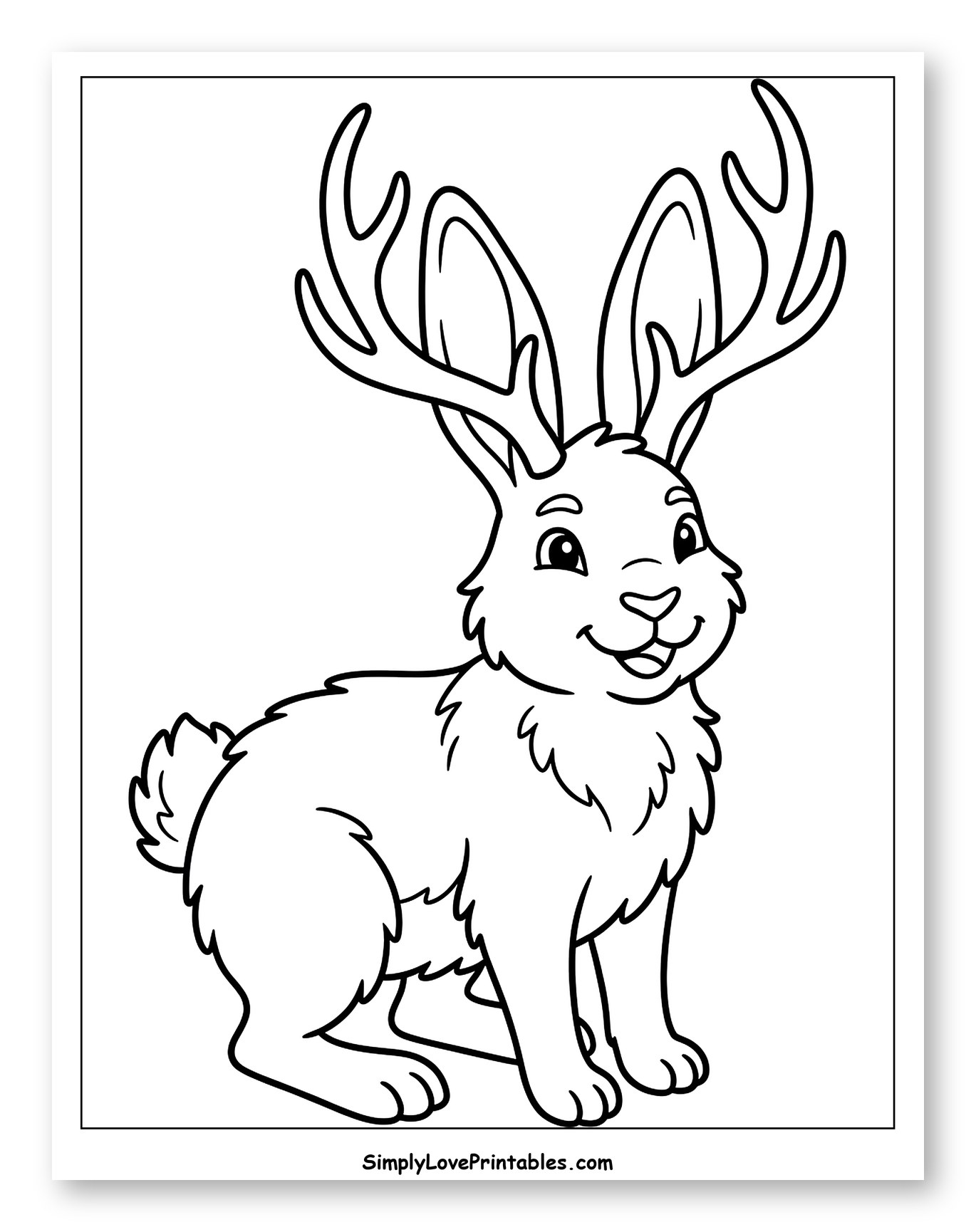 Friendly Jackalope with Antlers