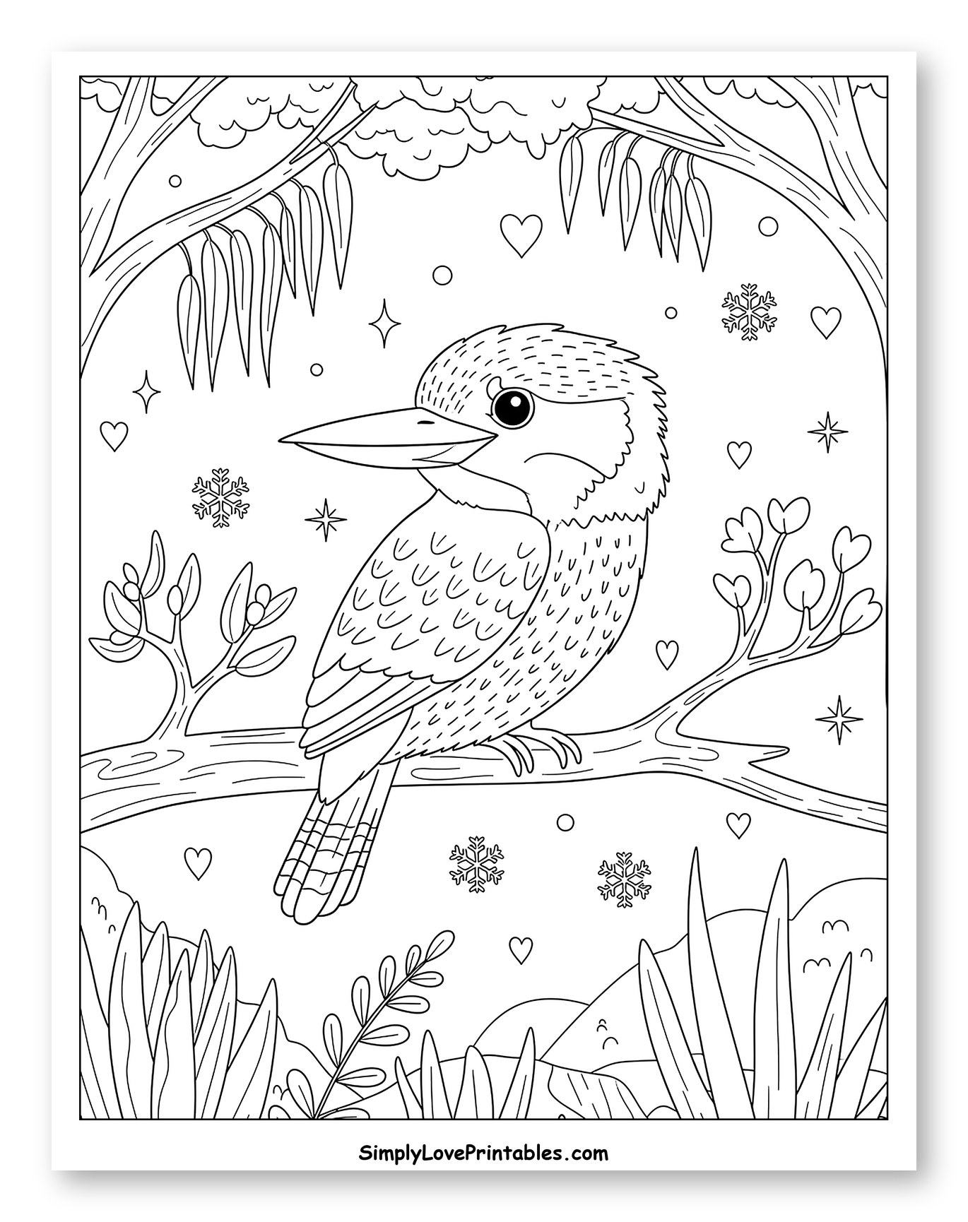 Friendly Kookaburra Perched on Branch in Nature