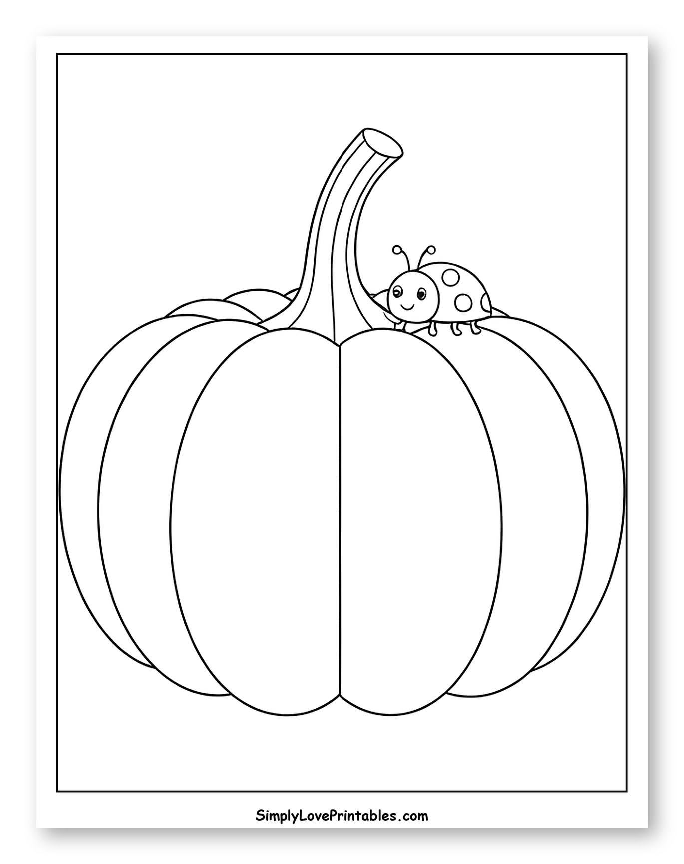 Friendly Ladybug on a Large Pumpkin to Color for Toddlers