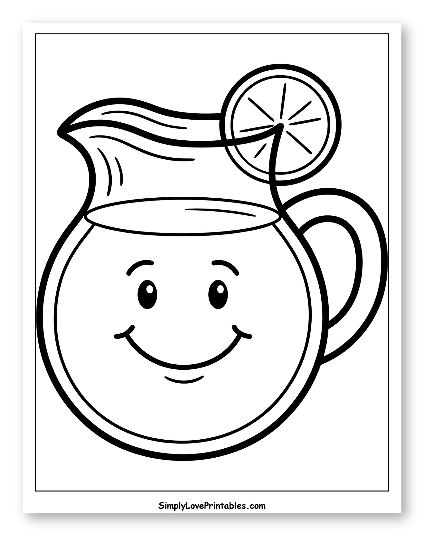 Friendly Lemonade Pitcher with Lemon Slice
