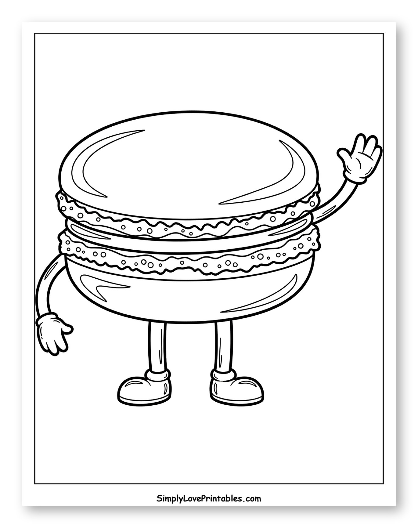 Friendly Macaron Waving Hello