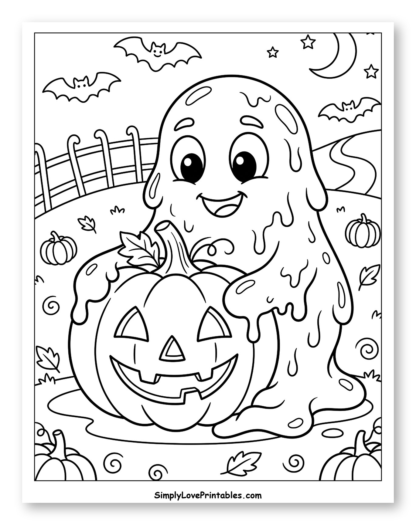 Friendly Melting Ghost with Jack-o'-Lantern