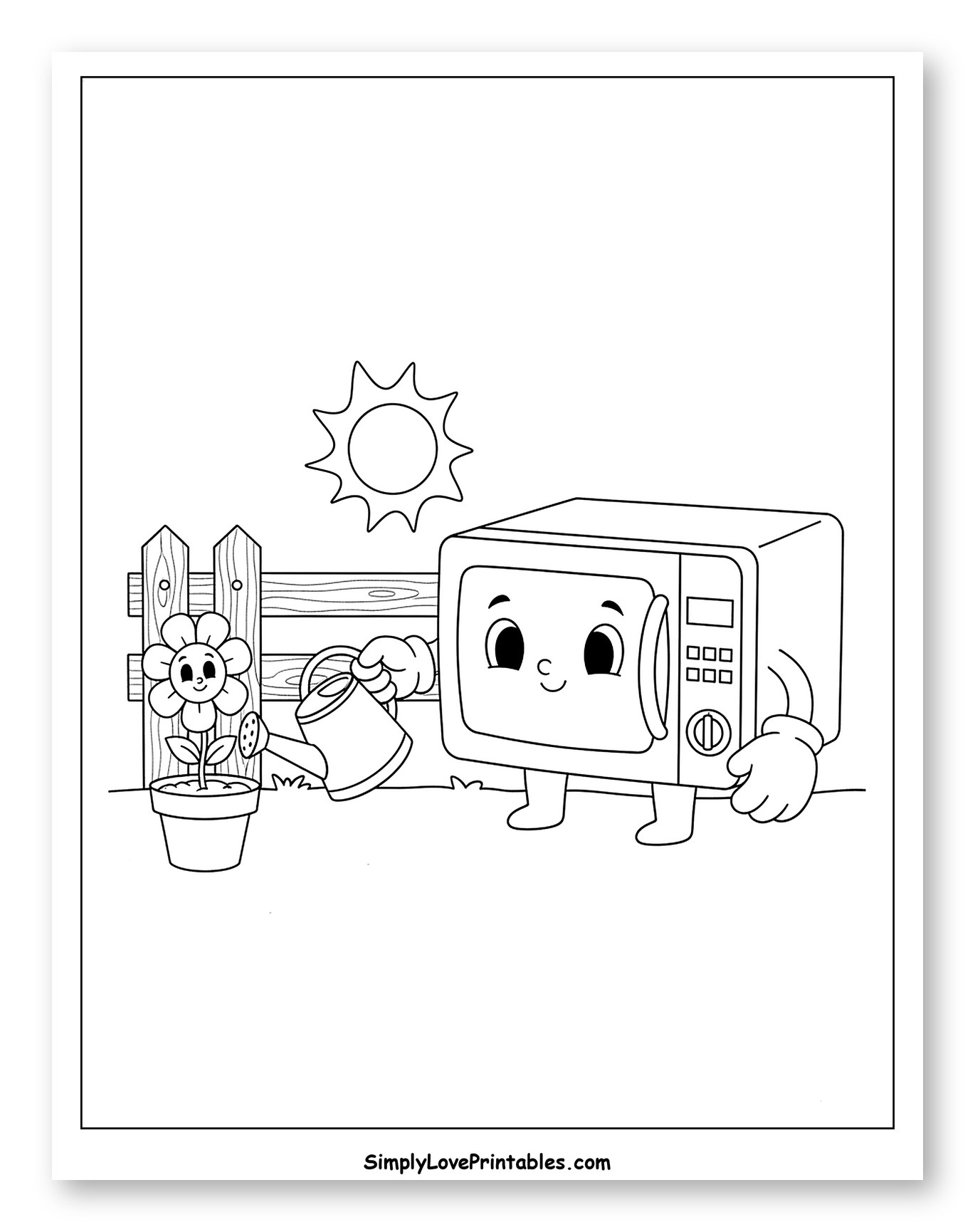 Friendly Microwave Watering a Plant