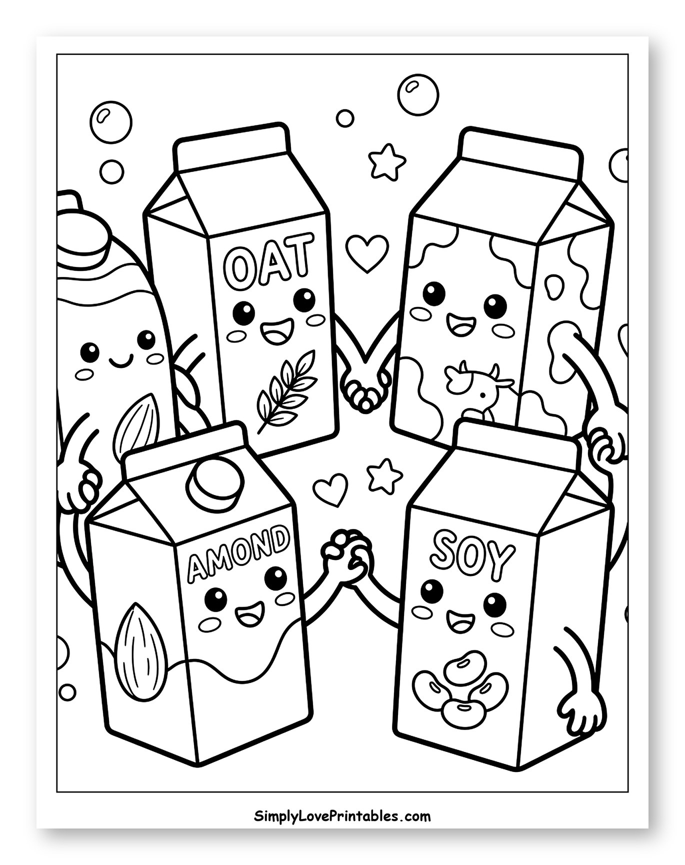 Friendly Milk Cartons and Bottle Holding Hands