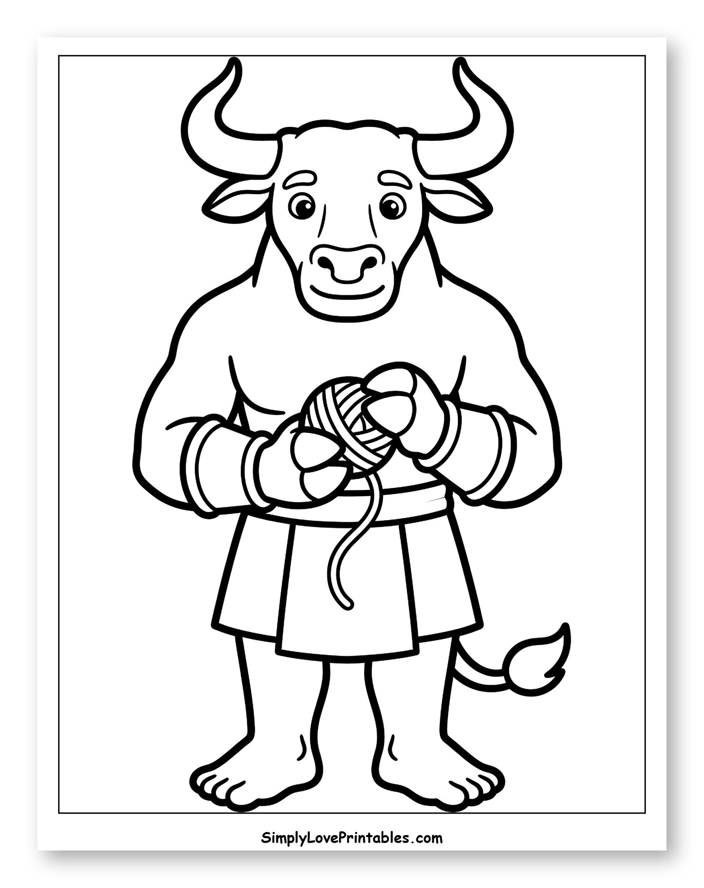 Friendly Minotaur Holding a Ball of Yarn