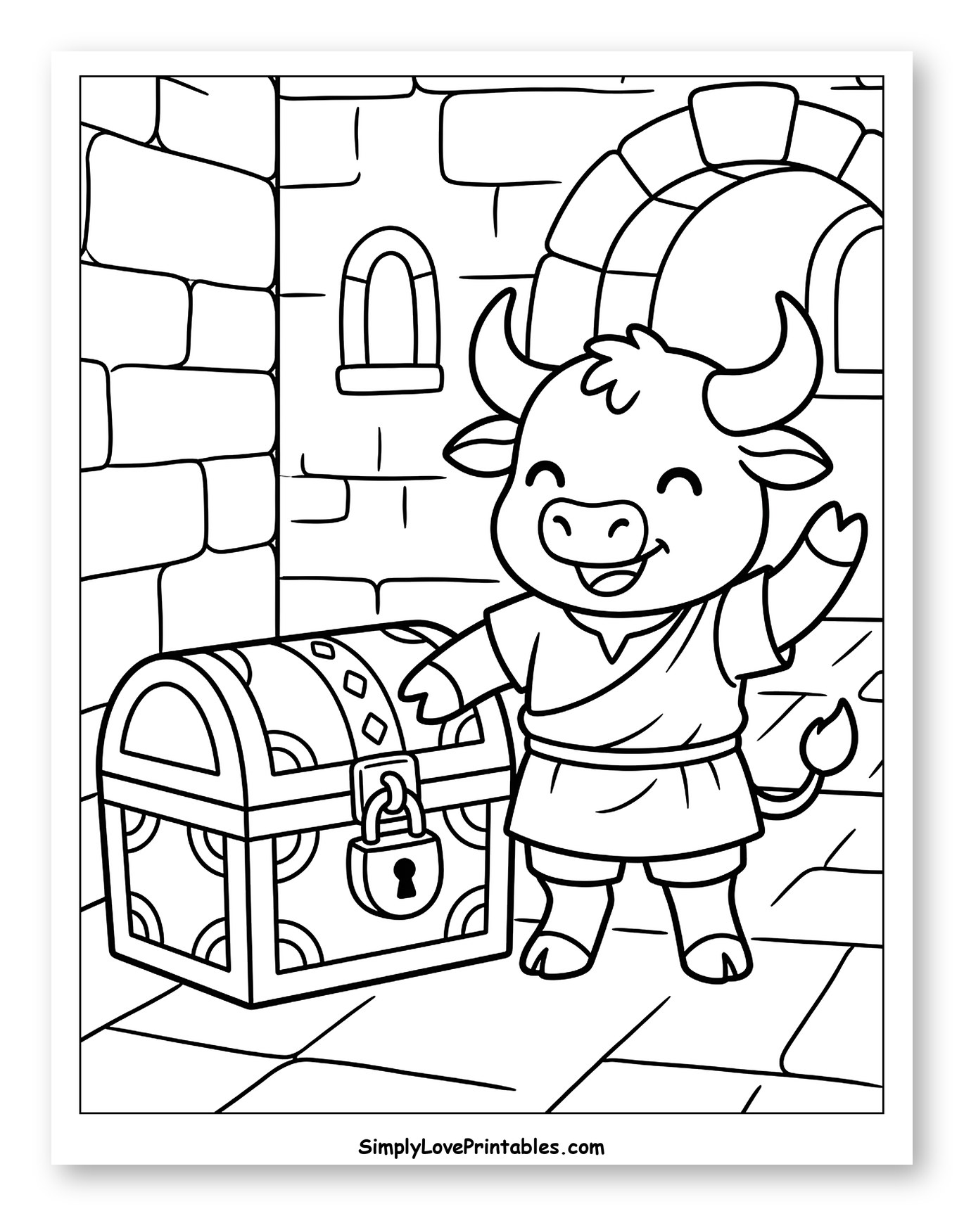 Friendly Minotaur with a Locked Treasure Chest