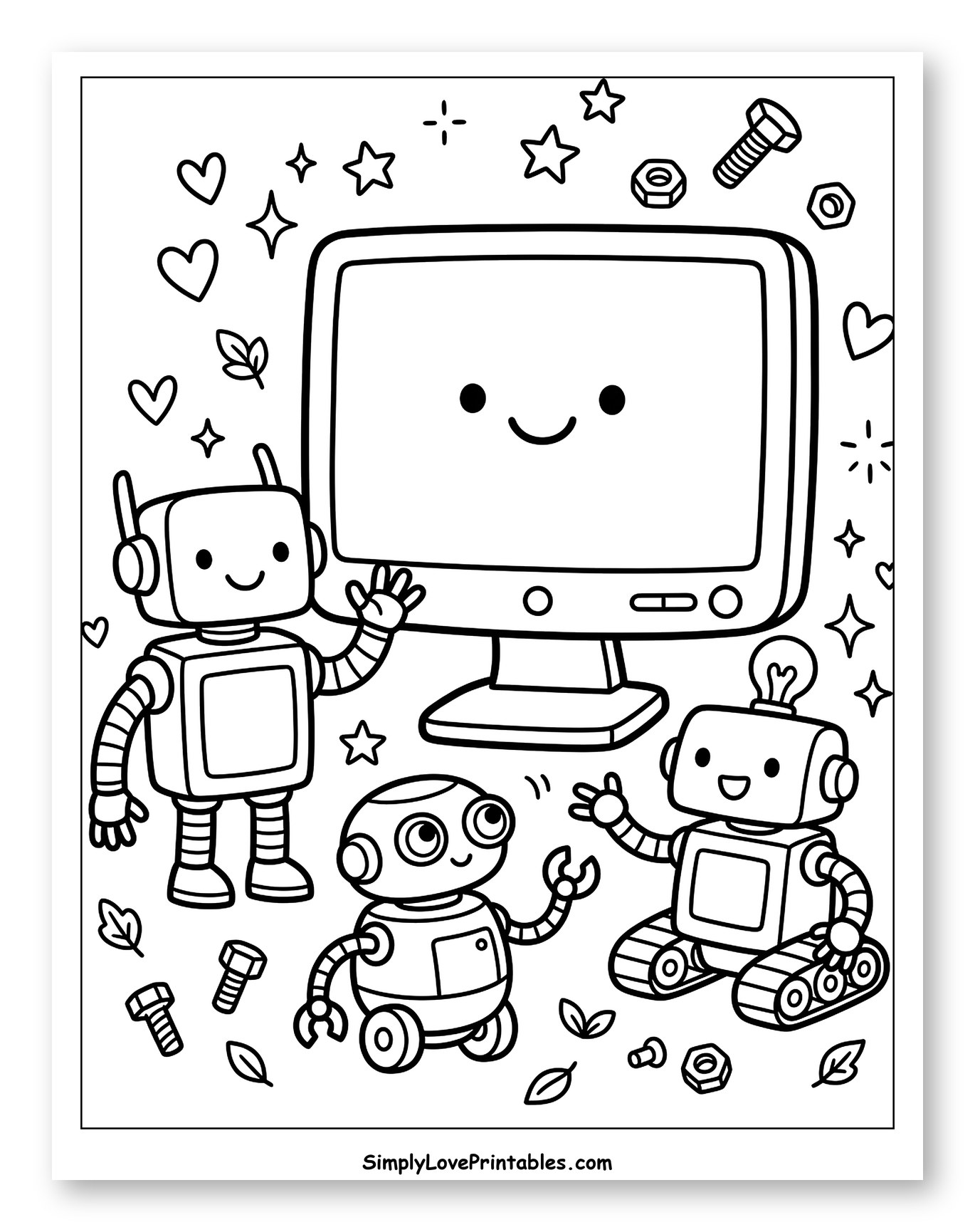 Friendly Monitor with Three Robot Friends