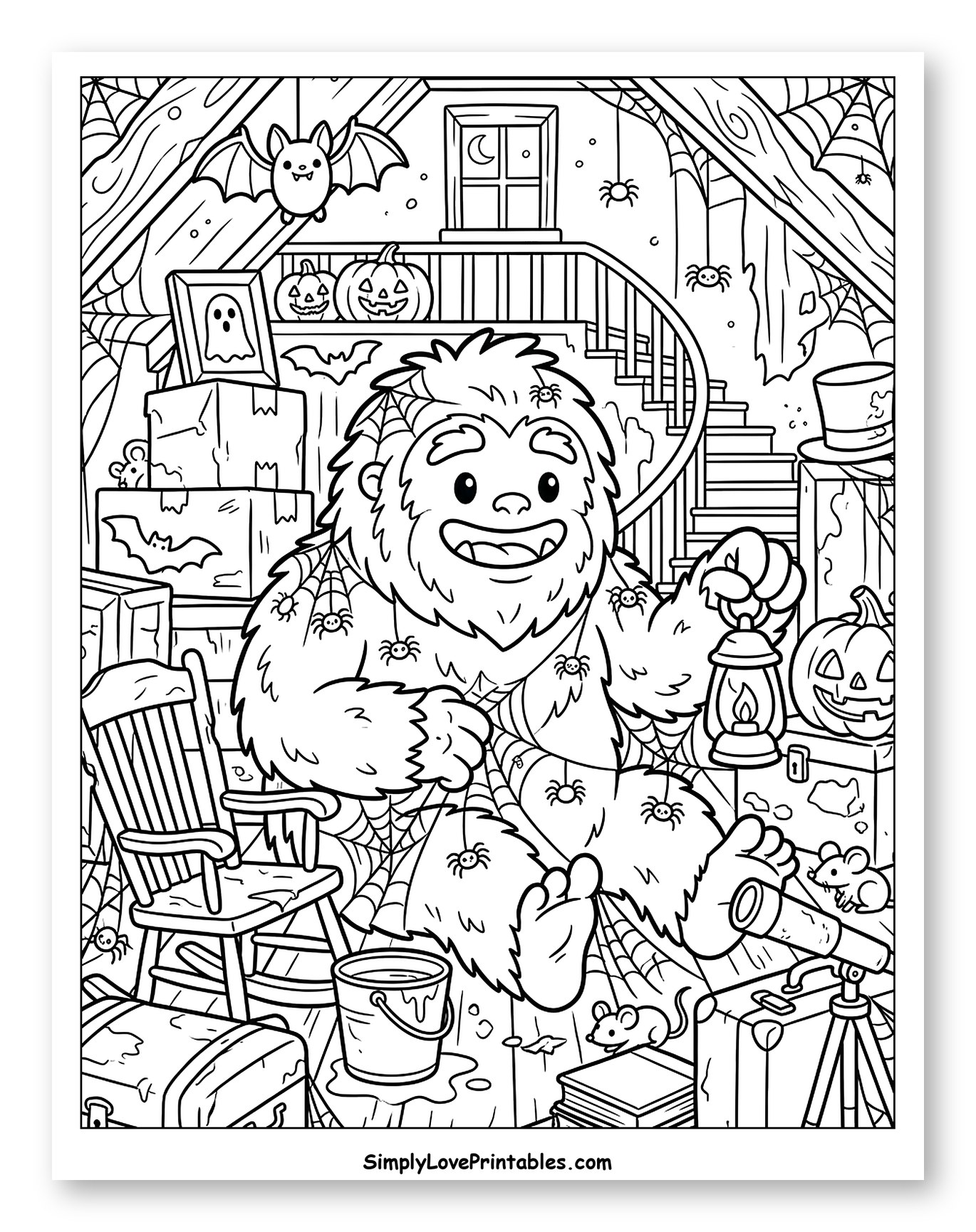 Friendly Monster in a Cobwebbed Attic