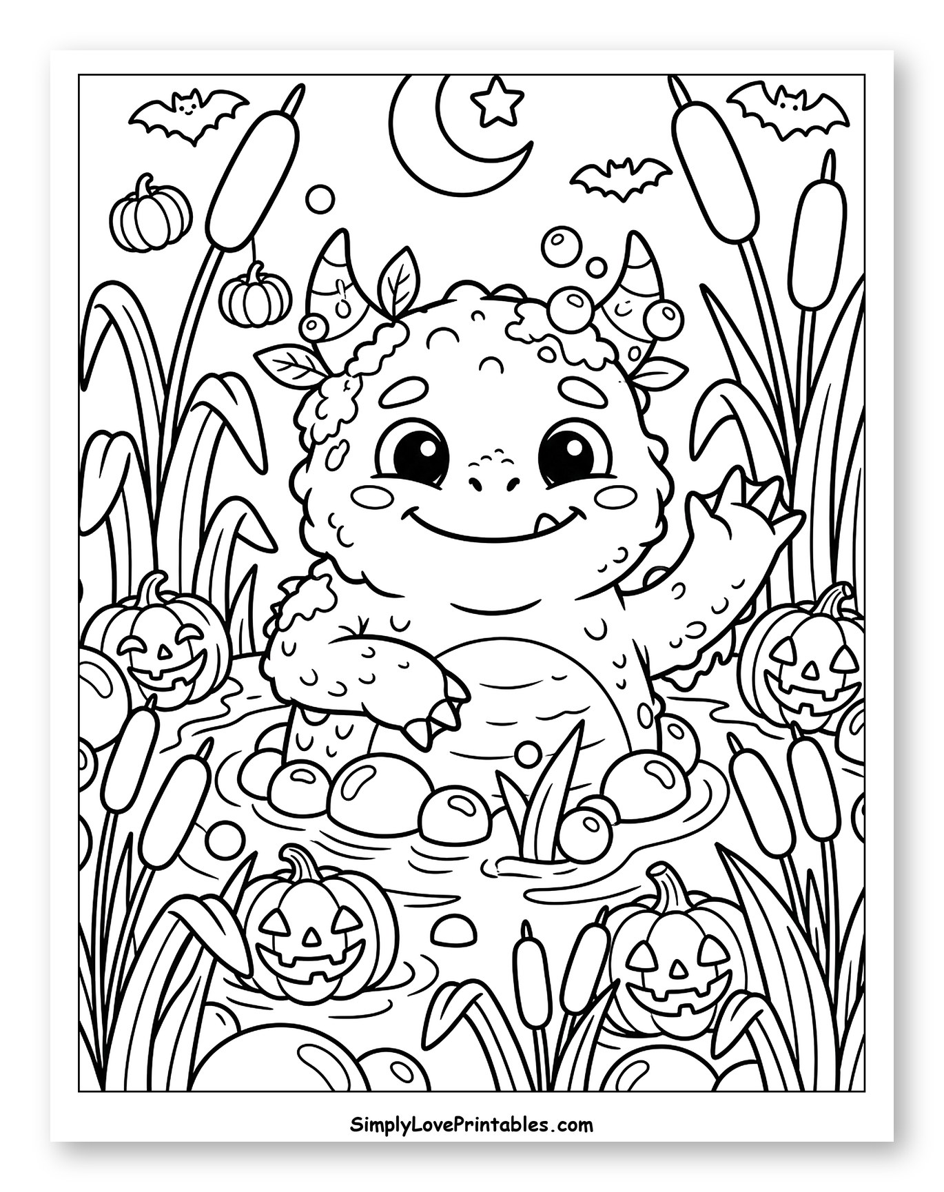 Friendly Monster in a Pumpkin-Filled Pond