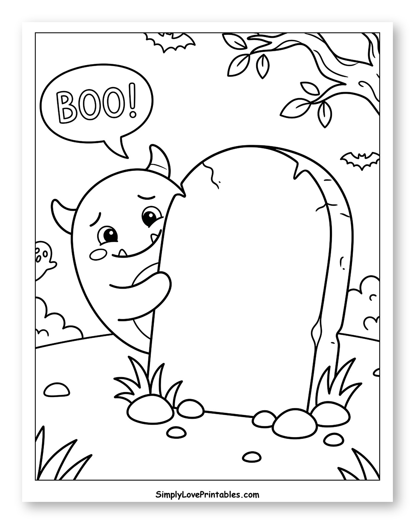 Friendly Monster Says BOO! at Graveyard