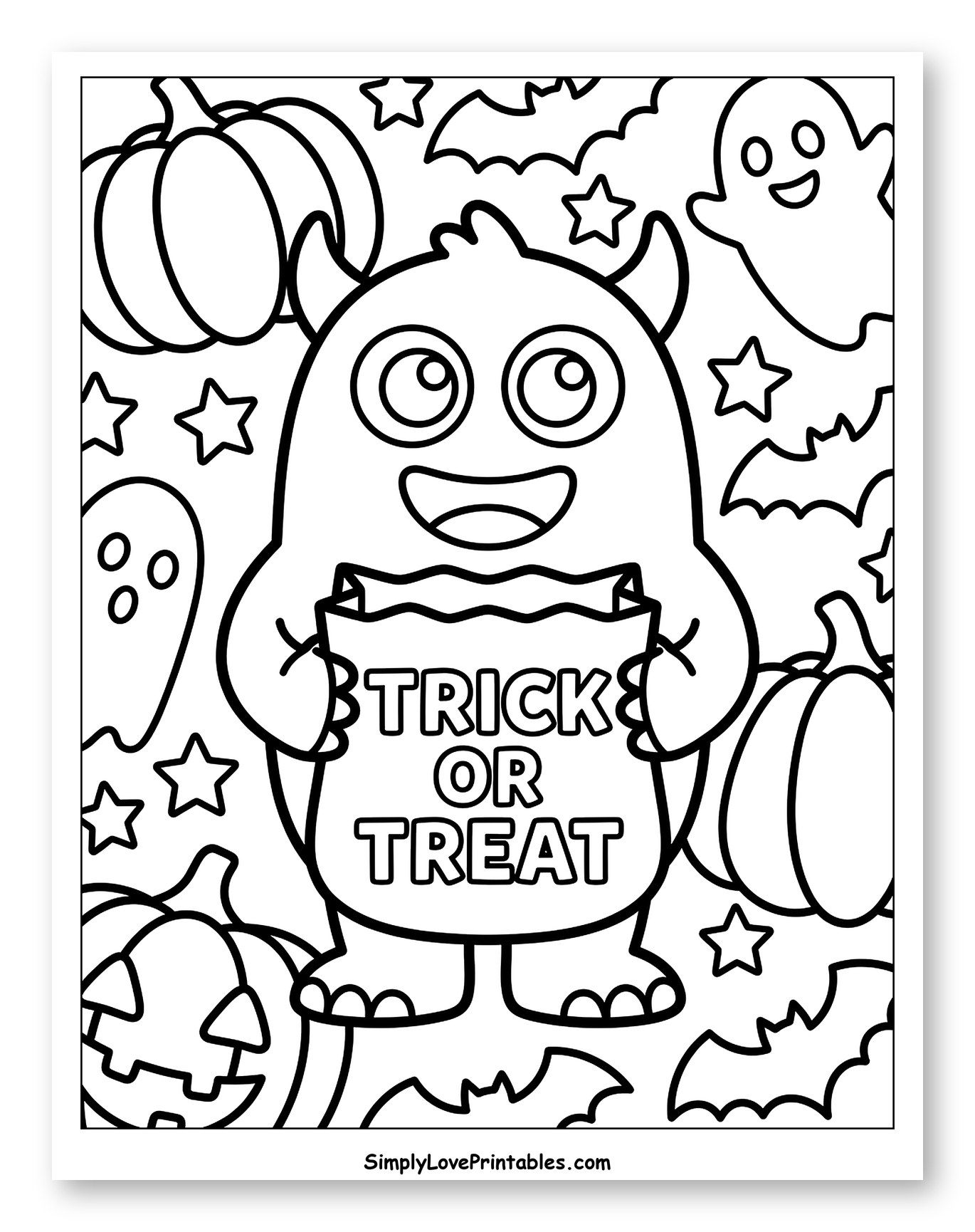 Friendly Monster with Trick or Treat Bag