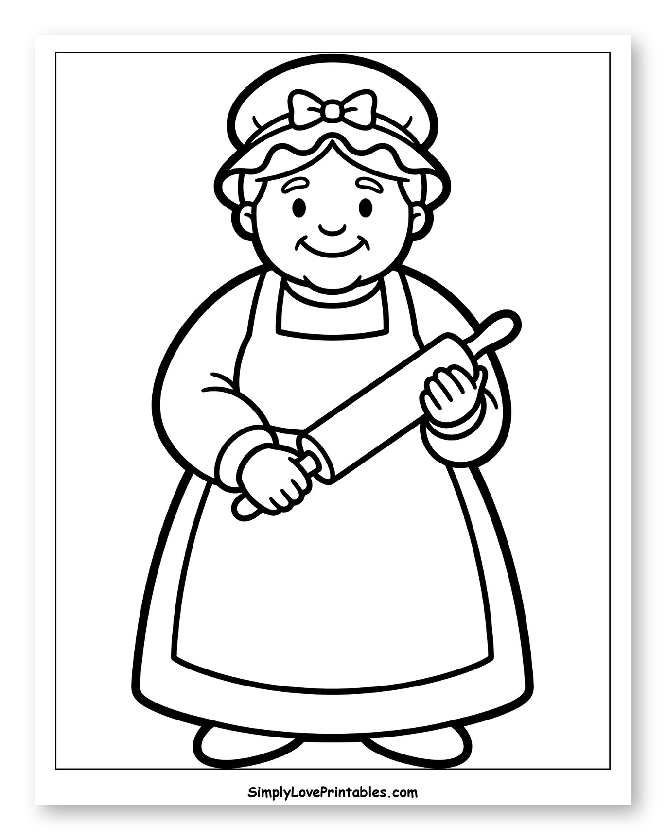 Friendly Mrs. Claus Holding a Rolling Pin