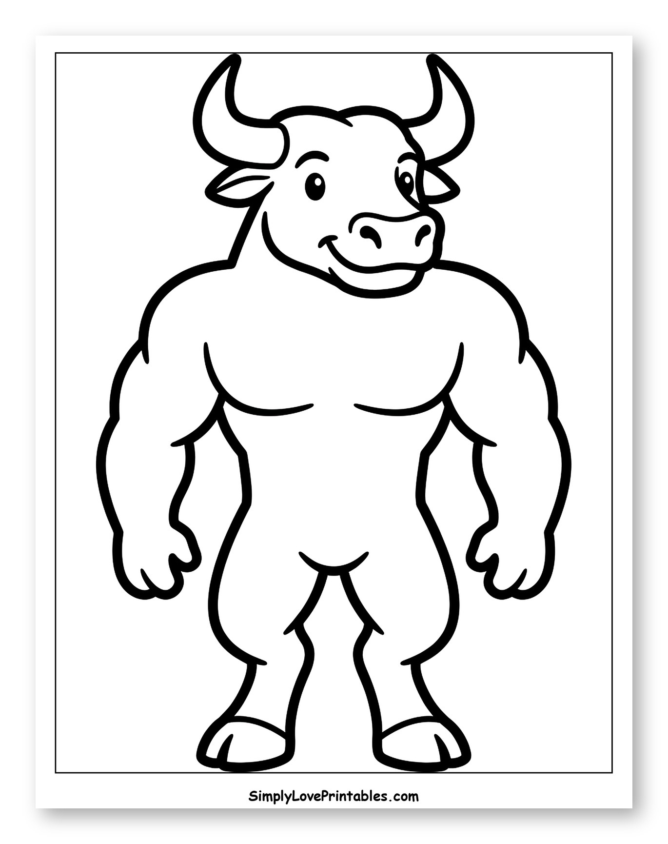 Friendly Muscular Cartoon Minotaur Character