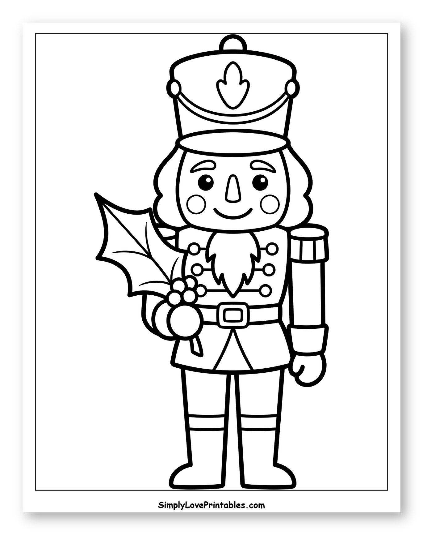 Friendly Nutcracker Soldier Holding Holly Berries