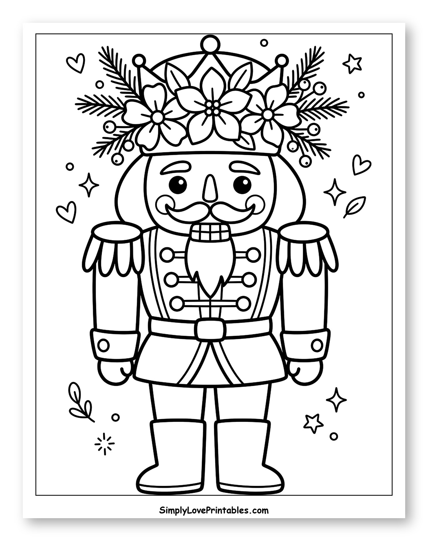 Friendly Nutcracker with a Festive Flower Crown to Color for Adults