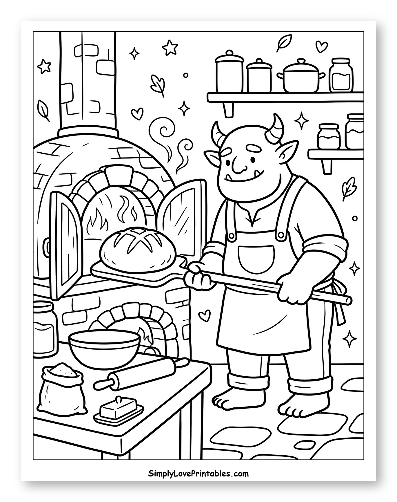 Friendly Ogre Baking Fresh Bread