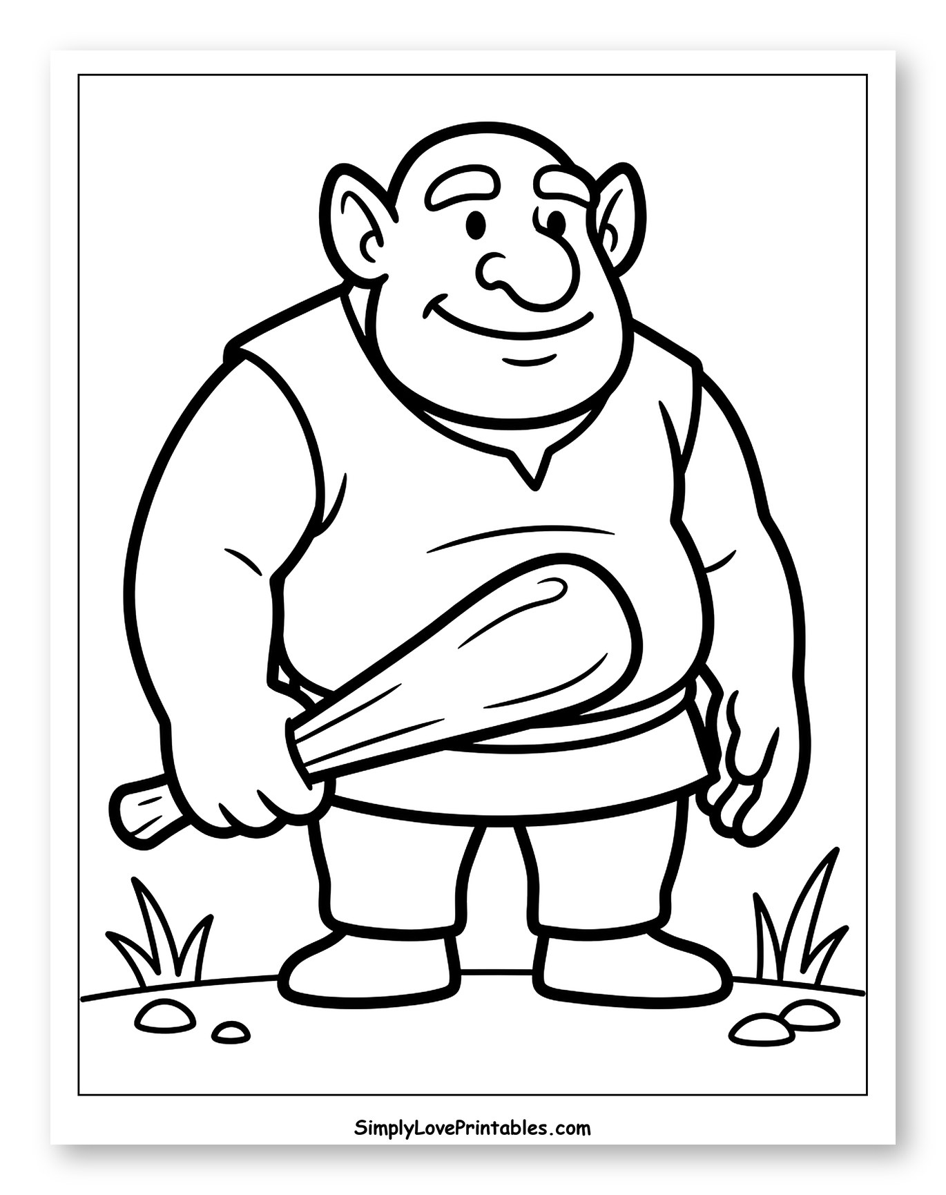 Friendly Ogre Holding a Wooden Club