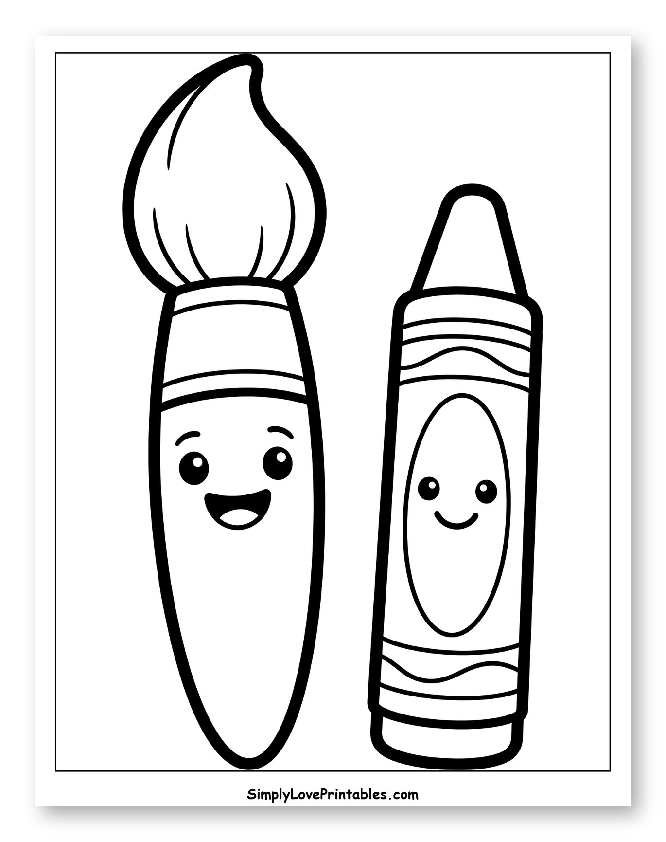 Friendly Paintbrush and Crayon